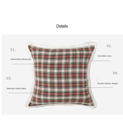Simple Square Plaid Christmas Throw Pillow Case