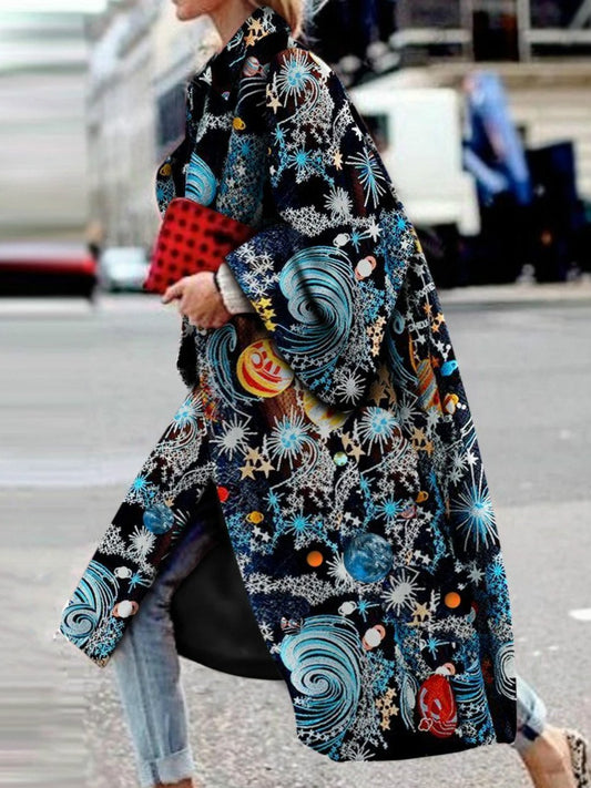 Fashion Star Print Long Sleeve Coat