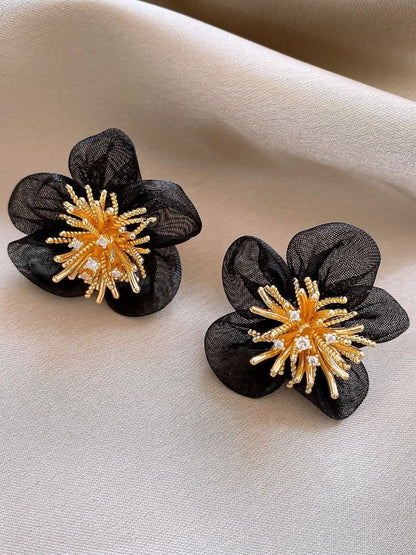 Earwish - Vintage Chiffon Flower Earrings with Fashion Design Sense