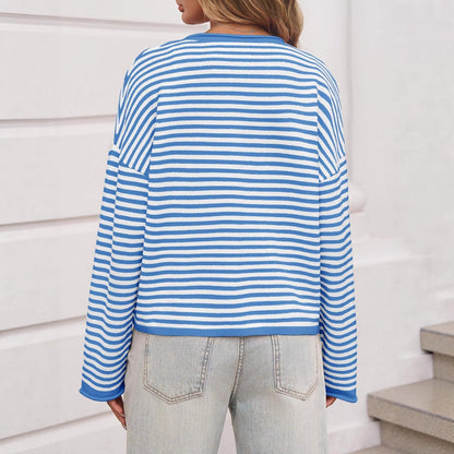 Striped Color Block Sweater Cardigan