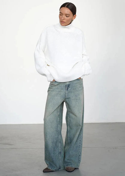 Oversized Knit Sweater Soft Fabric Turtleneck