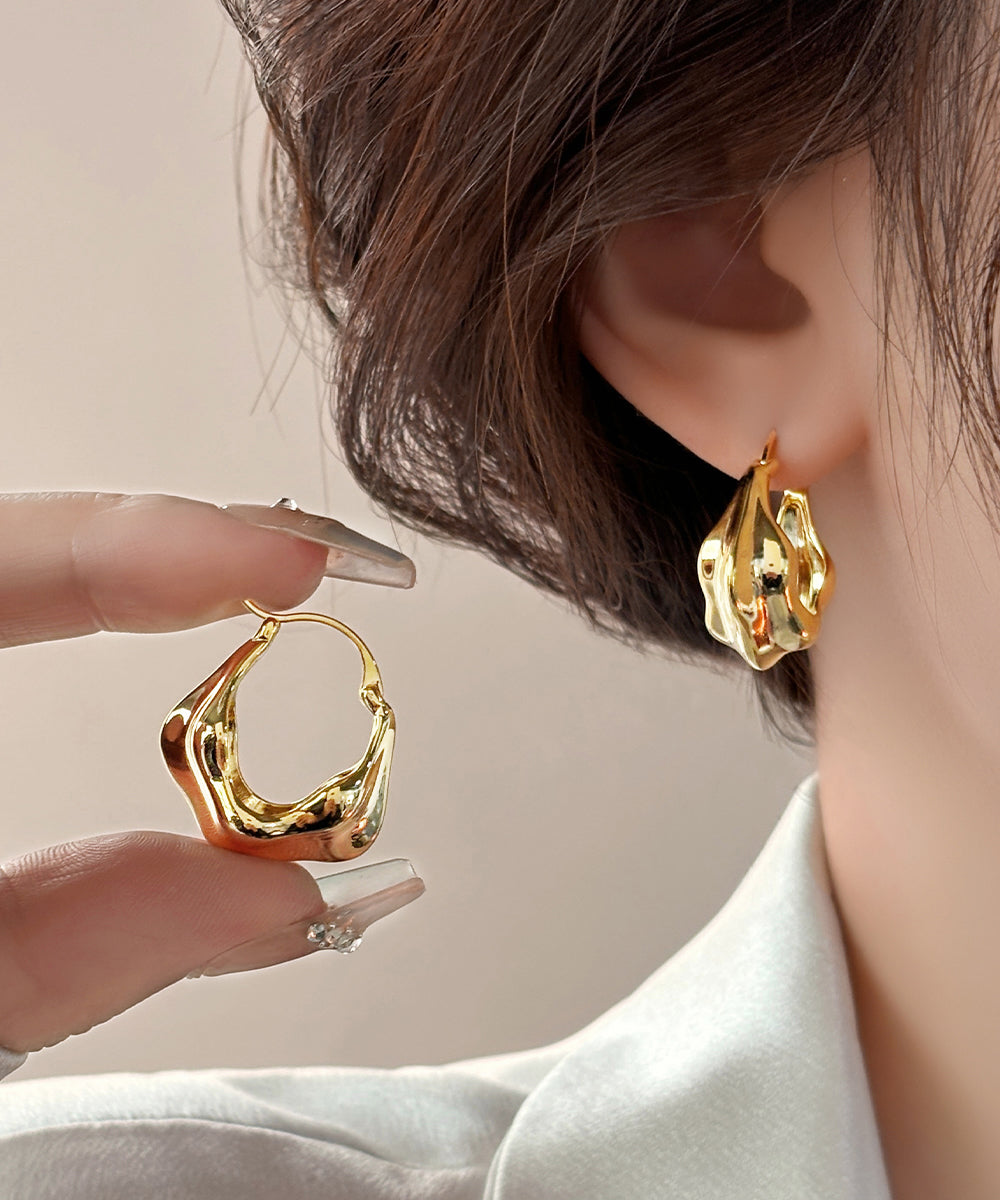 Fashion Gold Copper Overgild Hoop Earrings