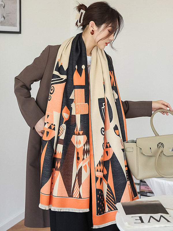 Winter Keep Warm Tasseled Imitated Cashmere Shawl&Scarf