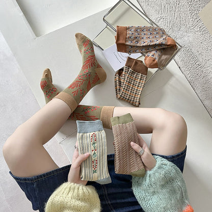 Rufia - Vintage Pattern Women's Socks for Fall &amp; Winter