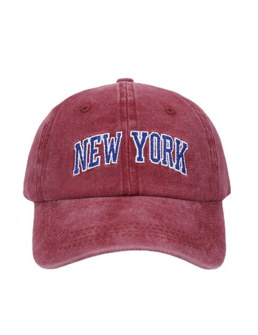 Washed Letter Embroidered Cotton Baseball Cap