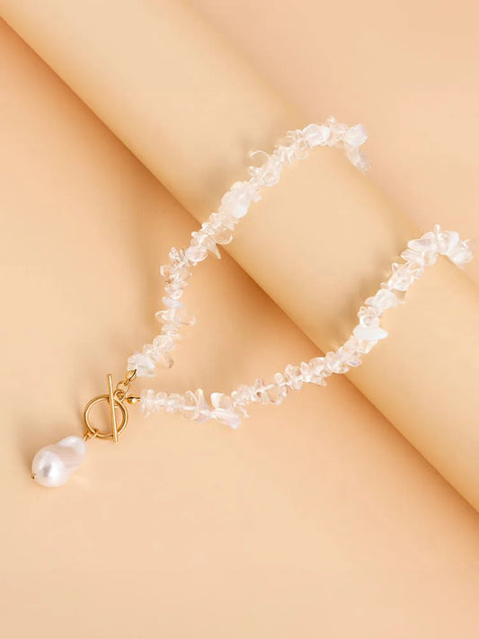 Statement Coral Chip \u0026 Pearl Necklace