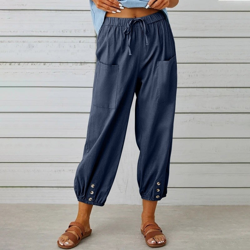 Solid Color High Waist Wide Leg Pants