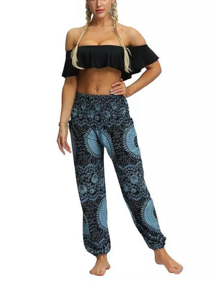 Printed Loose Leg Bloomers Women'S Sports Yoga Pants