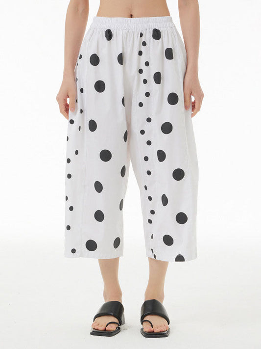 Cropped Tapered Polka-Dot Casual Pants Bottoms Cropped Trousers