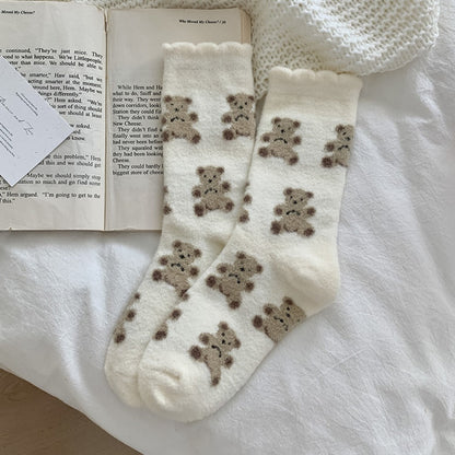 Rufia - Bear Coral Fleece Thickened Winter Socks