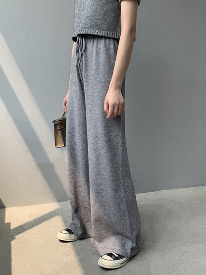 Simple Casual 3 Colors Knitting Wide-Leg Pants