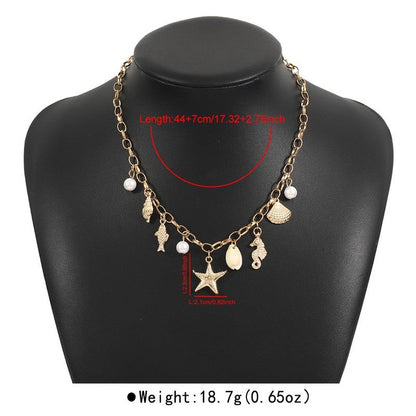 Pearl Starfish Shell Fringe Necklace
