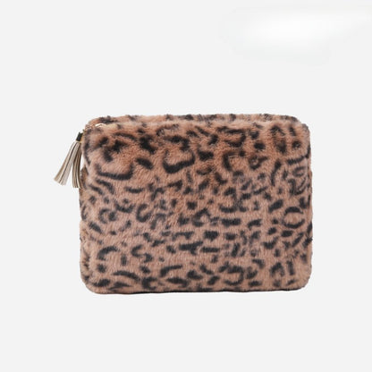 Leopard Print Plushed Large Capacity Makeup Bag