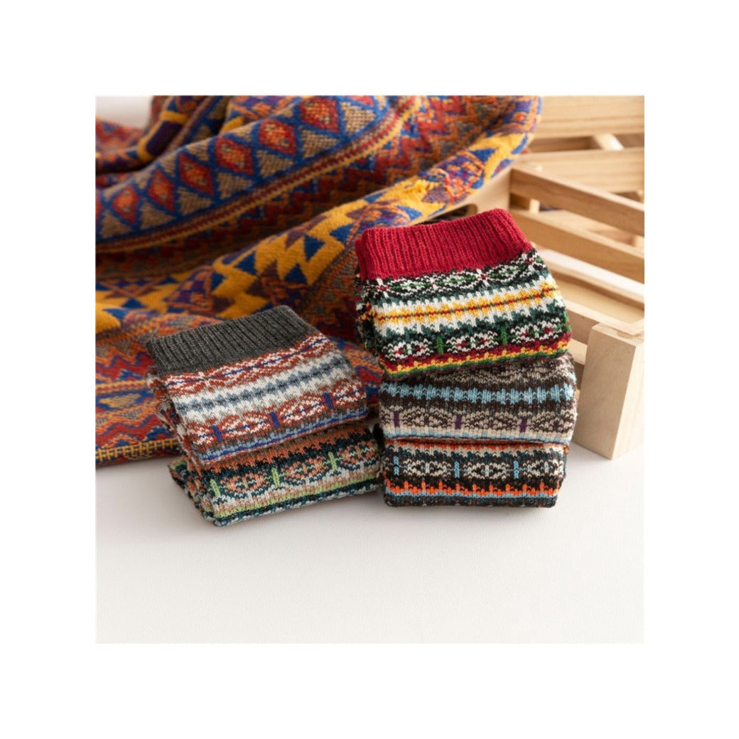 Rufia - Knitted Mid-calf Winter Socks with British Style