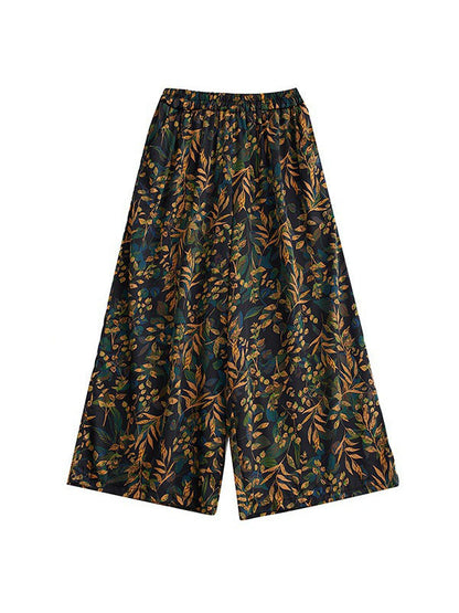 Loose Short Sleeves Printed Lapel Two Pieces Set