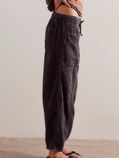 Loose Low Waist Barrel Washed Jeans
