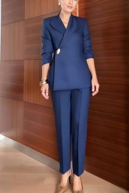 Exquisite and Fashionable Stand Lapel Neck Metal Button Long Sleeve Blazer