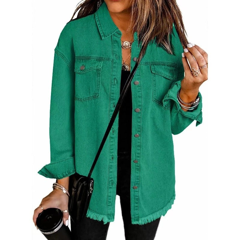 Solid Color Denim Shirt