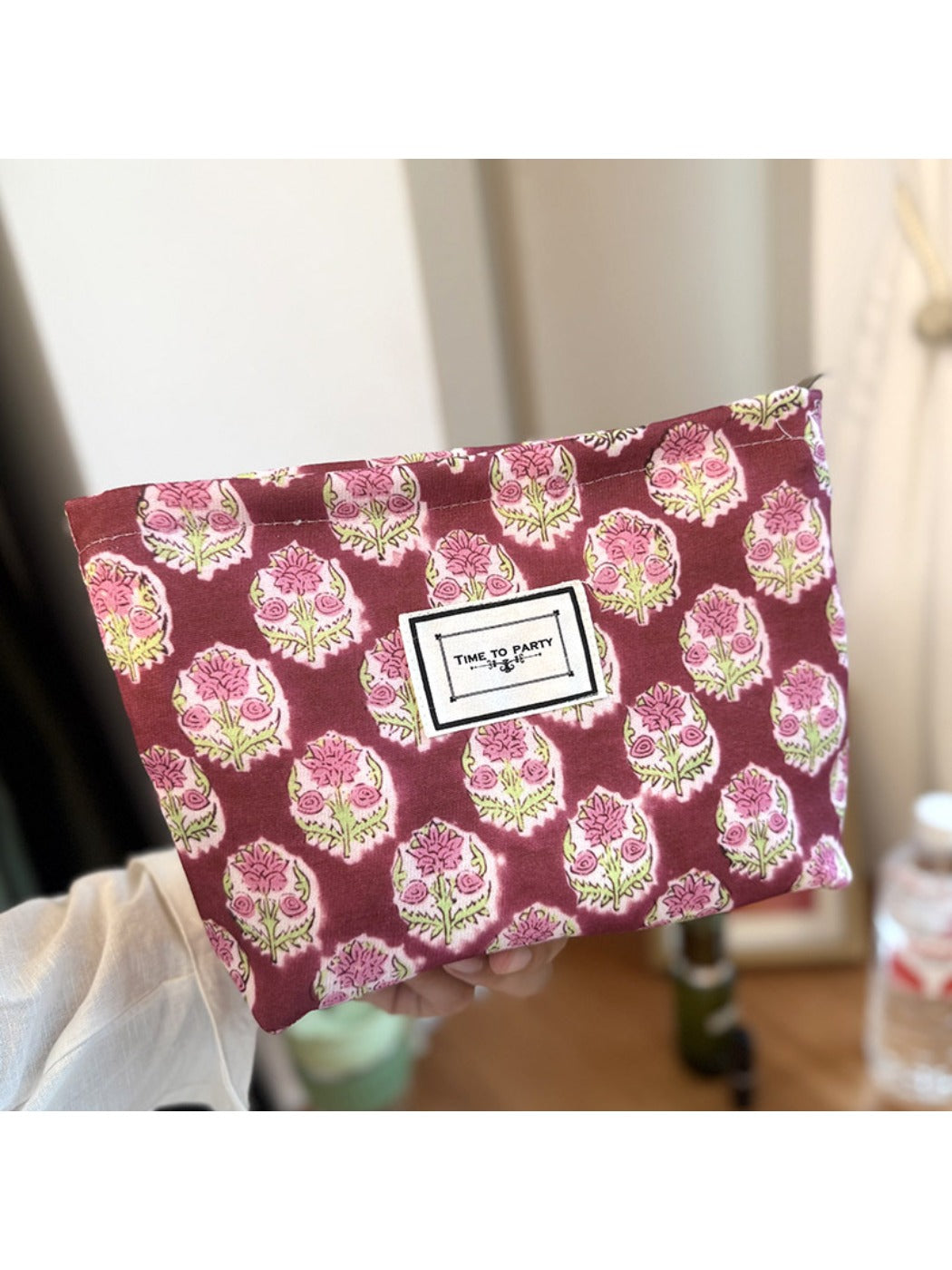 Cosbai -Vintage Canvas Travel Makeup Bag with Floral Patterns
