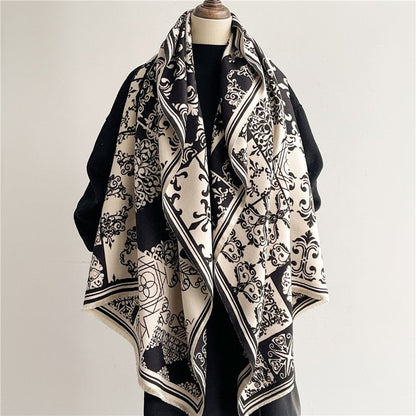 Jacquard Fringed Cashmere-Like Scarf