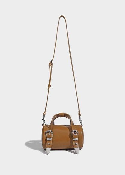 Compact Barrel Crossbody Bag In Durable PU Leather