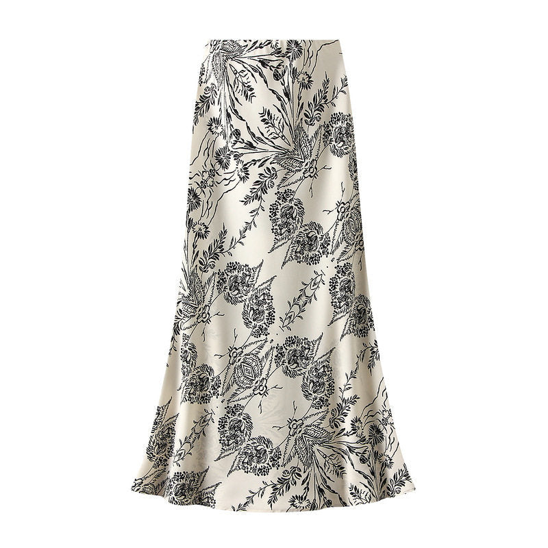 Printed High Waist Long Skirt