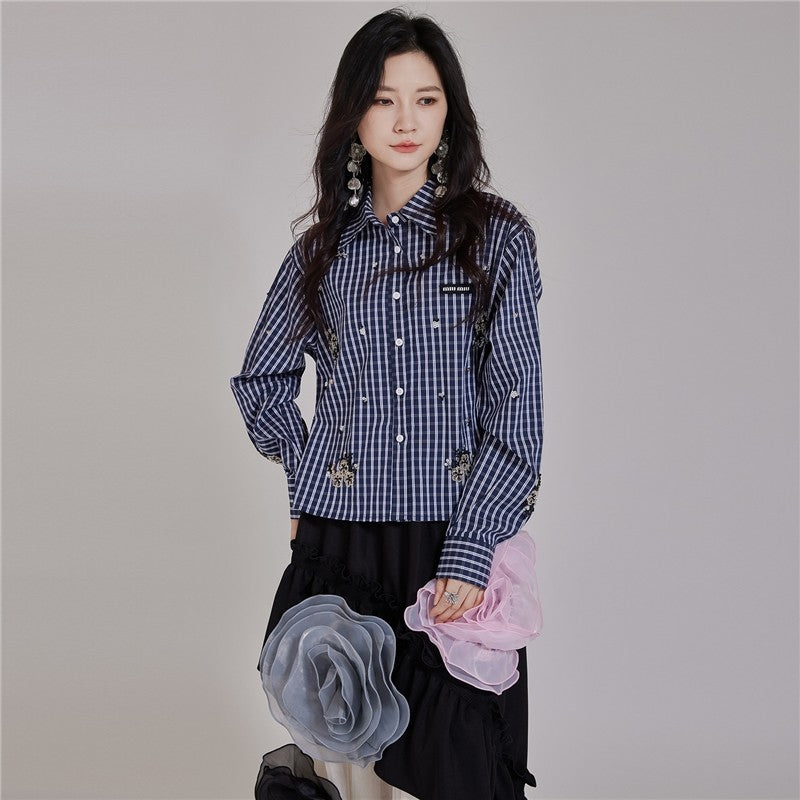 Beaded Frayed Short Shirt