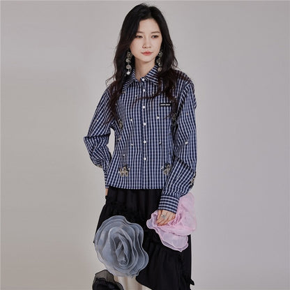 Beaded Frayed Short Shirt