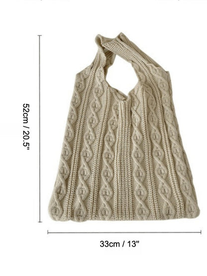 Cosbai - Vintage Knit Shoulder Tote Bag - Casual &amp; Stylish