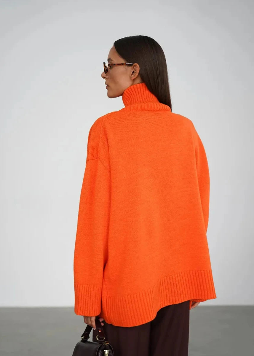 Oversized Knit Sweater Soft Fabric Turtleneck
