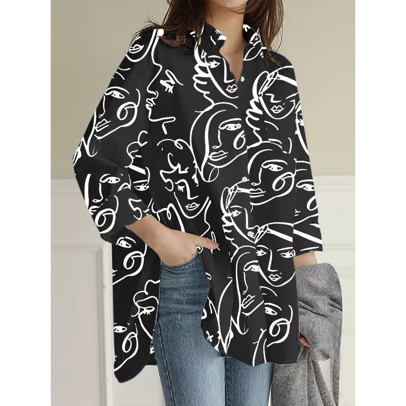 High-Low Long Sleeves Buttoned Figure Pockets Split-Side Lapel Blouses&Shirts Tops