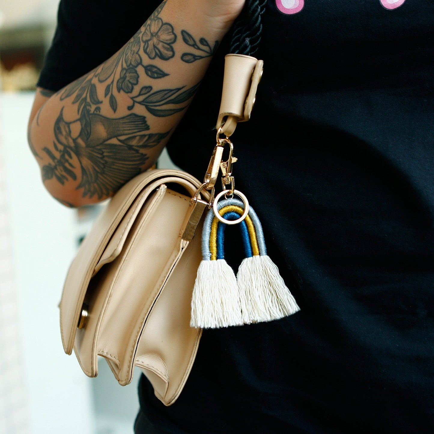 New Creative Pendant Bohemian Tassel Bag Pendant Rainbow Keychain