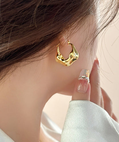 Fashion Gold Copper Overgild Hoop Earrings