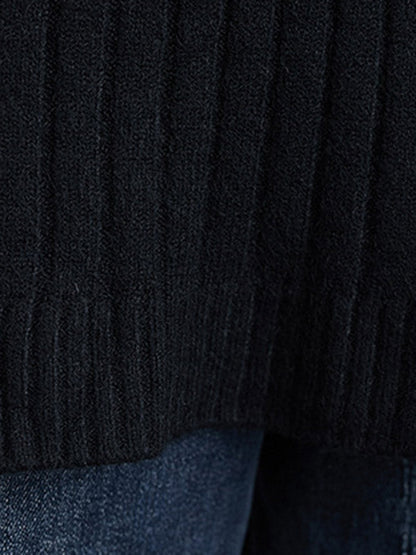 Simple Solid Color High-Neck Long Sleeves Sweater Top