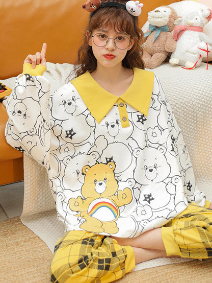 Comfortable Cartoon Printed Long Sleeve T-Shirt&Pants Pajama Set