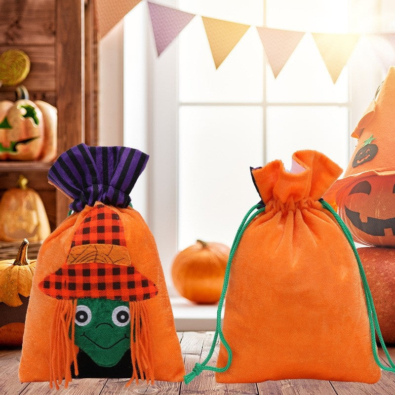 Kids Cute Cartoon Drawstring Halloween Party Candy Bag