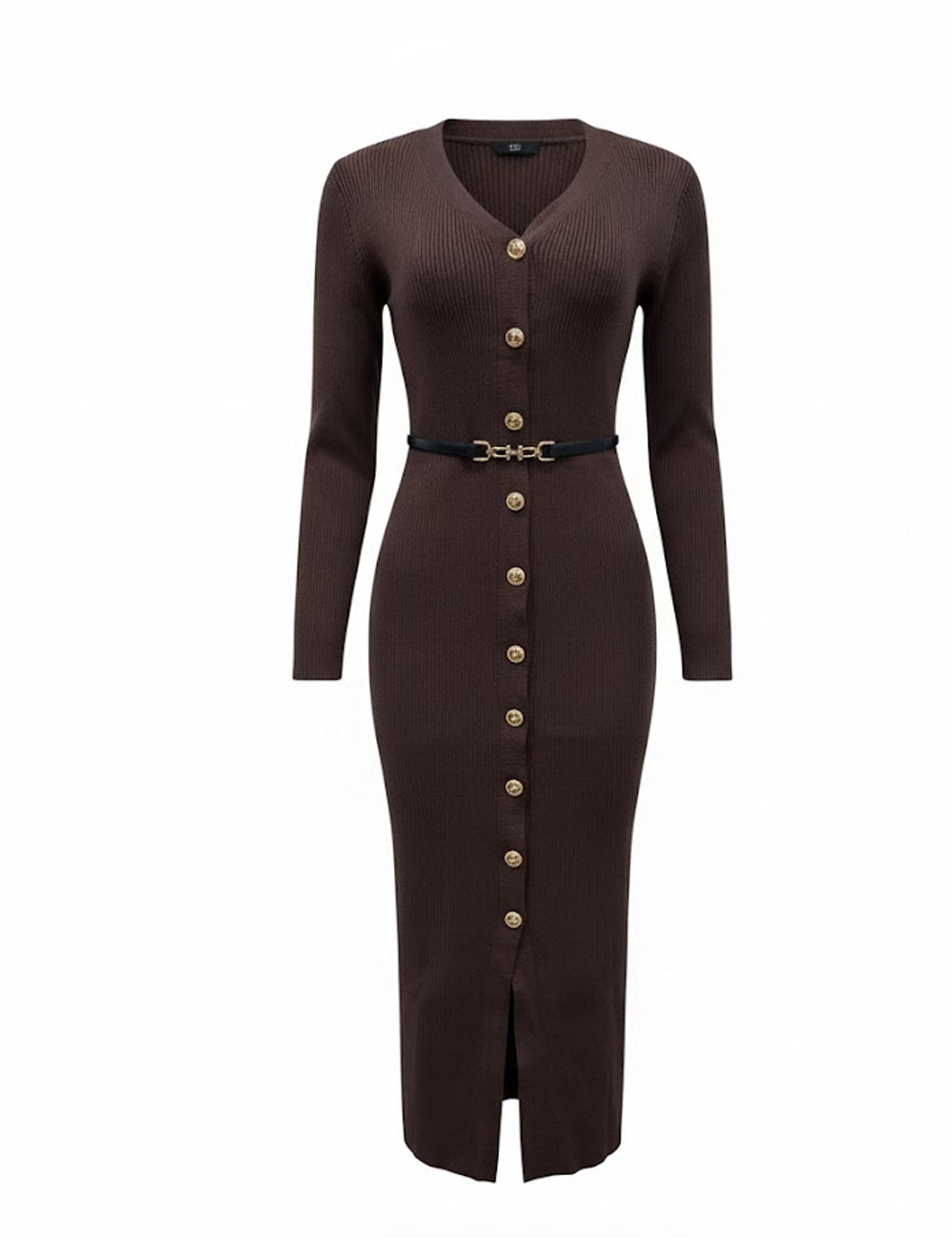 Fall V-Neck Long Sleeve Button Down Maxi Dress