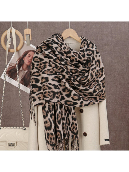 Sscarvii - Leopard Print Winter Neck Scarf