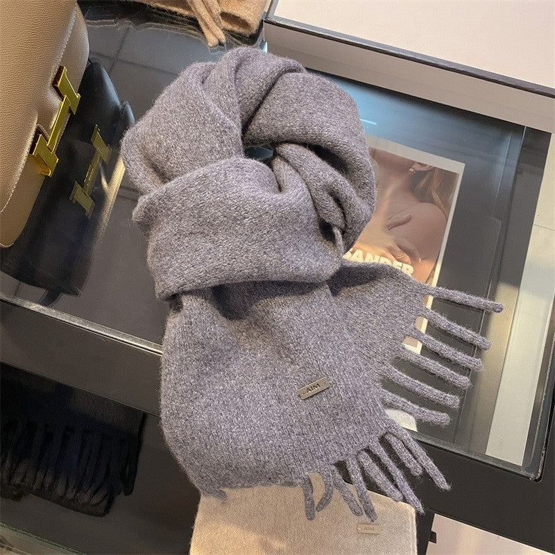 Solid Color Wool Warm Short Scarf
