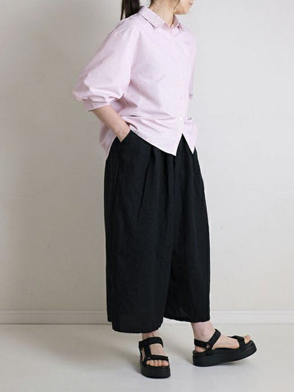 Leisure Fashion Wide Leg Loose Elasticity Solid Color Casual Pants Bottoms