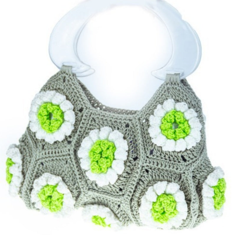 Crochet Granny Square Bag Green Flower Crochet Bag