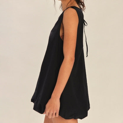 Sleeveless Hollow Lace Up Skirt