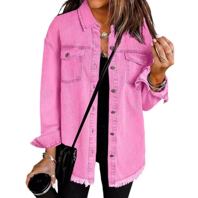 Solid Color Denim Shirt
