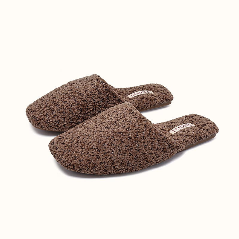 Simple Solid Color Soft Warm Plush Slippers