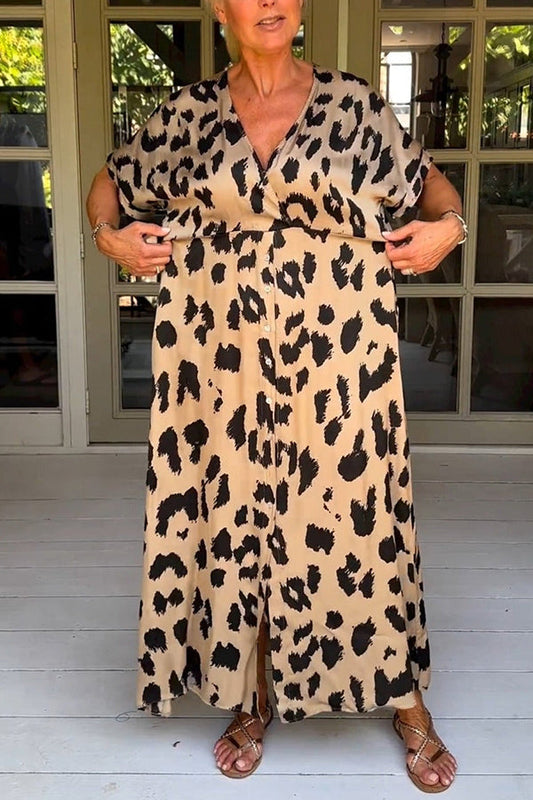 Wild Leopard V-Neck Maxi Dress
