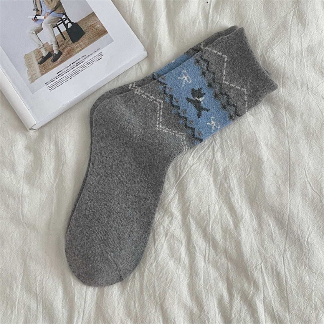 Rufia - Adorable Dog Pattern Thickened Mid-Calf Socks