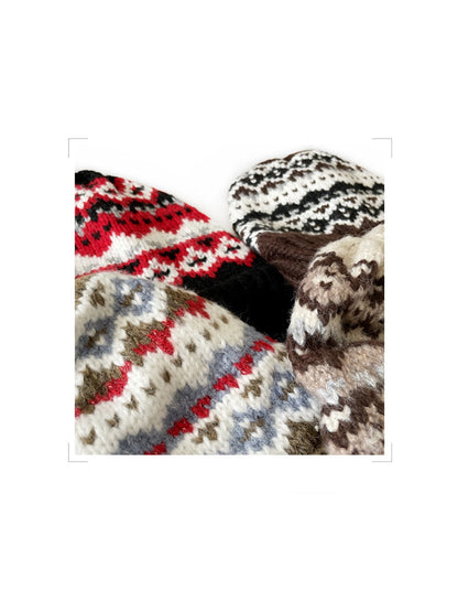 Haila - Bohemian Knitted Beanie with Earflaps &amp; Tasseled Ties