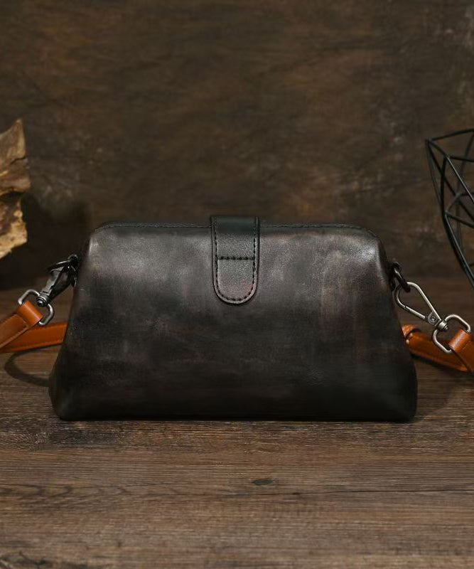 Organic Chocolate Solid Durable Calf Leather Messenger Bag