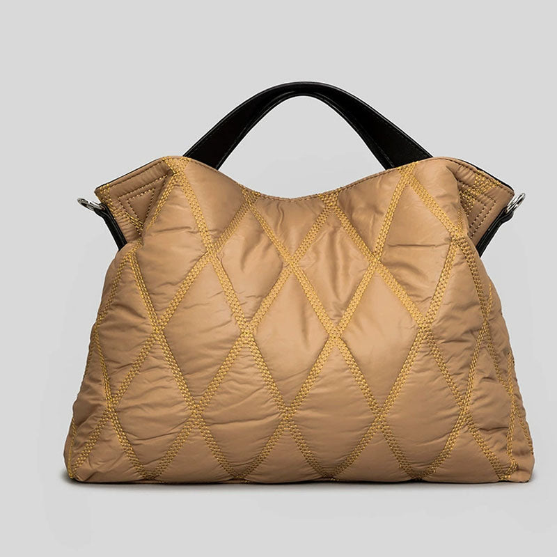 Trendy Solid Cotton Padded Tote Shoulder Bag