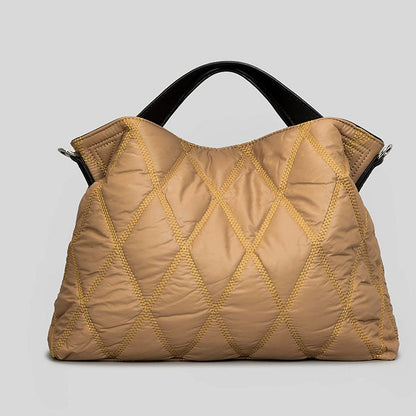 Trendy Solid Cotton Padded Tote Shoulder Bag